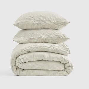 NWOT QUINCE Organic Airy Gauze Duvet Cover Set King/Cal King Ivory 6377